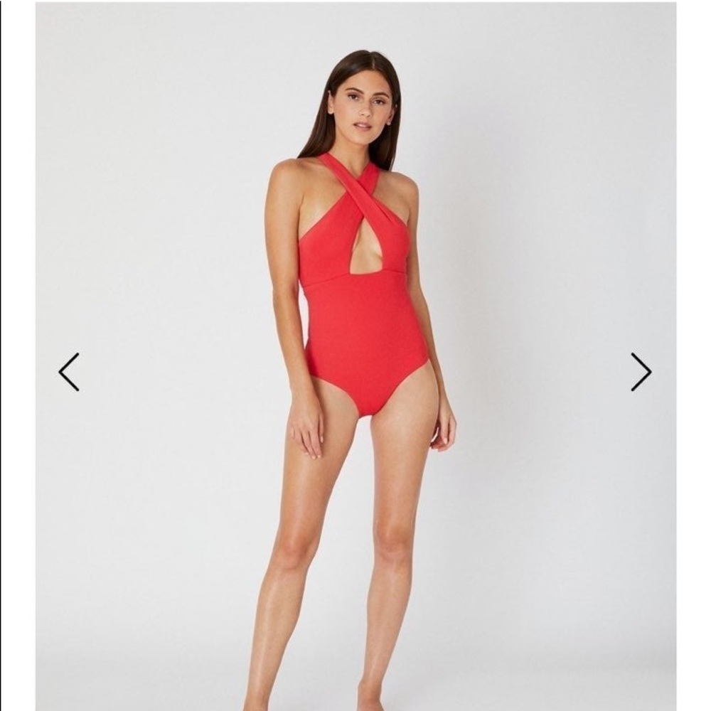 Onia Nicole Ribbed Red OnePiece Swimsuit
